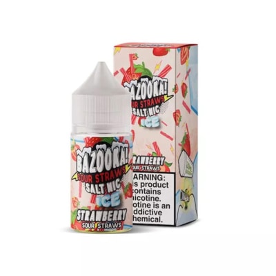 Strawberry Ice SaltNic By Bazooka Sour Straws