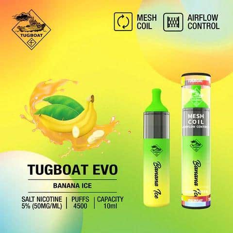 Banana Ice By Tugboat EVO Disposable Pod 4500 Puffs