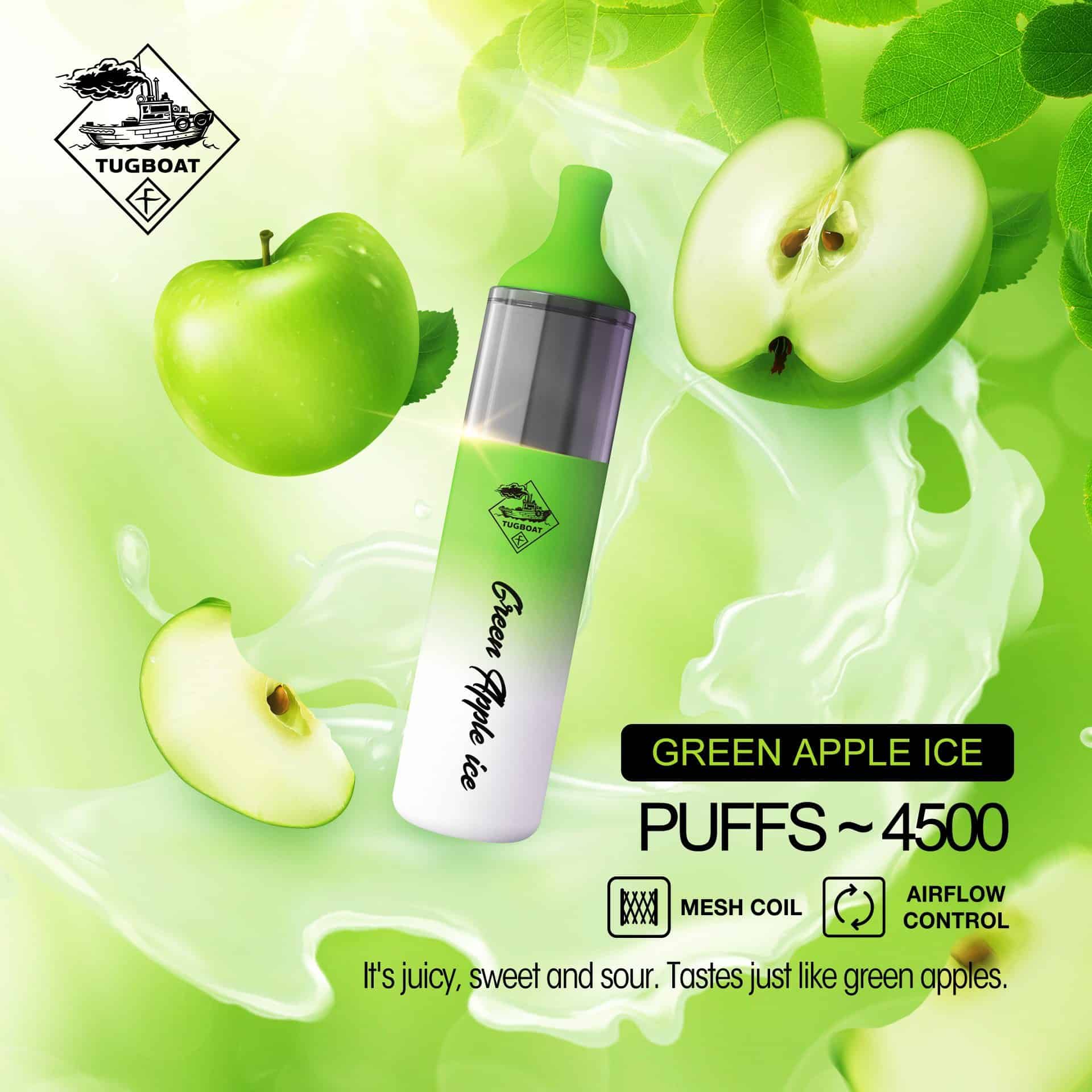 Green Apple Ice By Tugboat EVO Disposable Pod 4500 Puffs