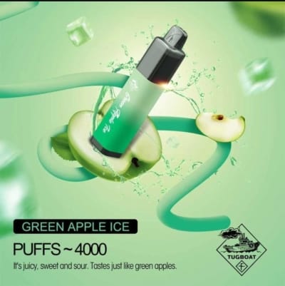 Green Apple Ice By TUGBOAT Mega Flow Disposable Pod 4000 Puffs