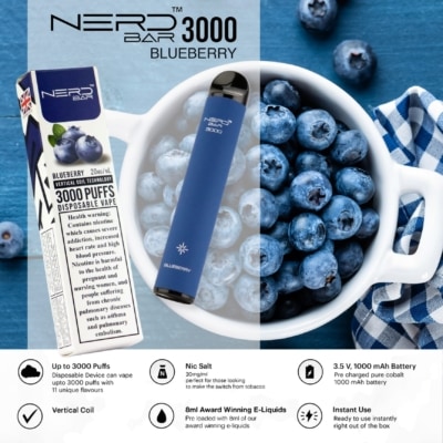 Blueberry By NERD BAR Disposable Pod 3000 Puffs
