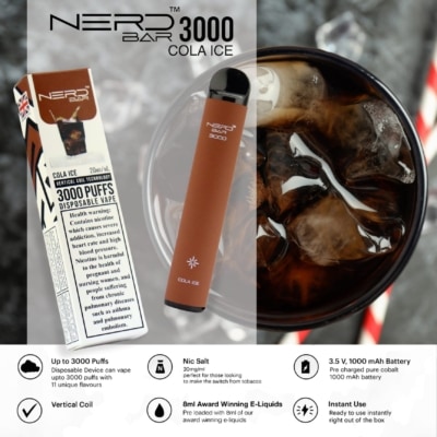 Cola Ice By NERD BAR Disposable Pod 3000 Puffs