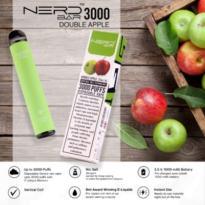Double Apple By NERD BAR Disposable Pod 3000 Puffs
