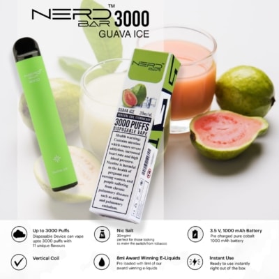 Guava Ice By NERD BAR Disposable Pod 3000 Puffs