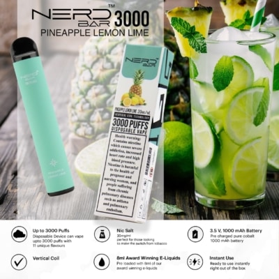 Pineapple Lemon Lime By NERD BAR Disposable Pod 3000 Puffs