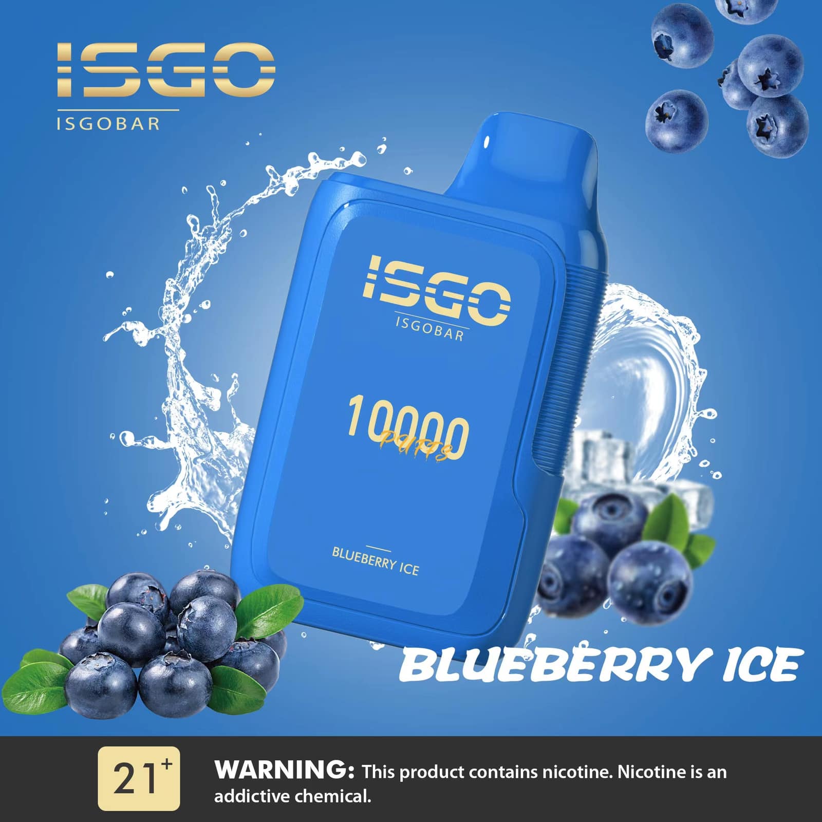 Blueberry Ice By ISGO Bar Disposable Pod 10000 Puffs