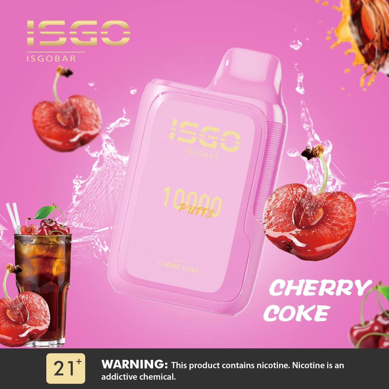 Cherry Coke By ISGO Bar Disposable Pod 10000 Puffs