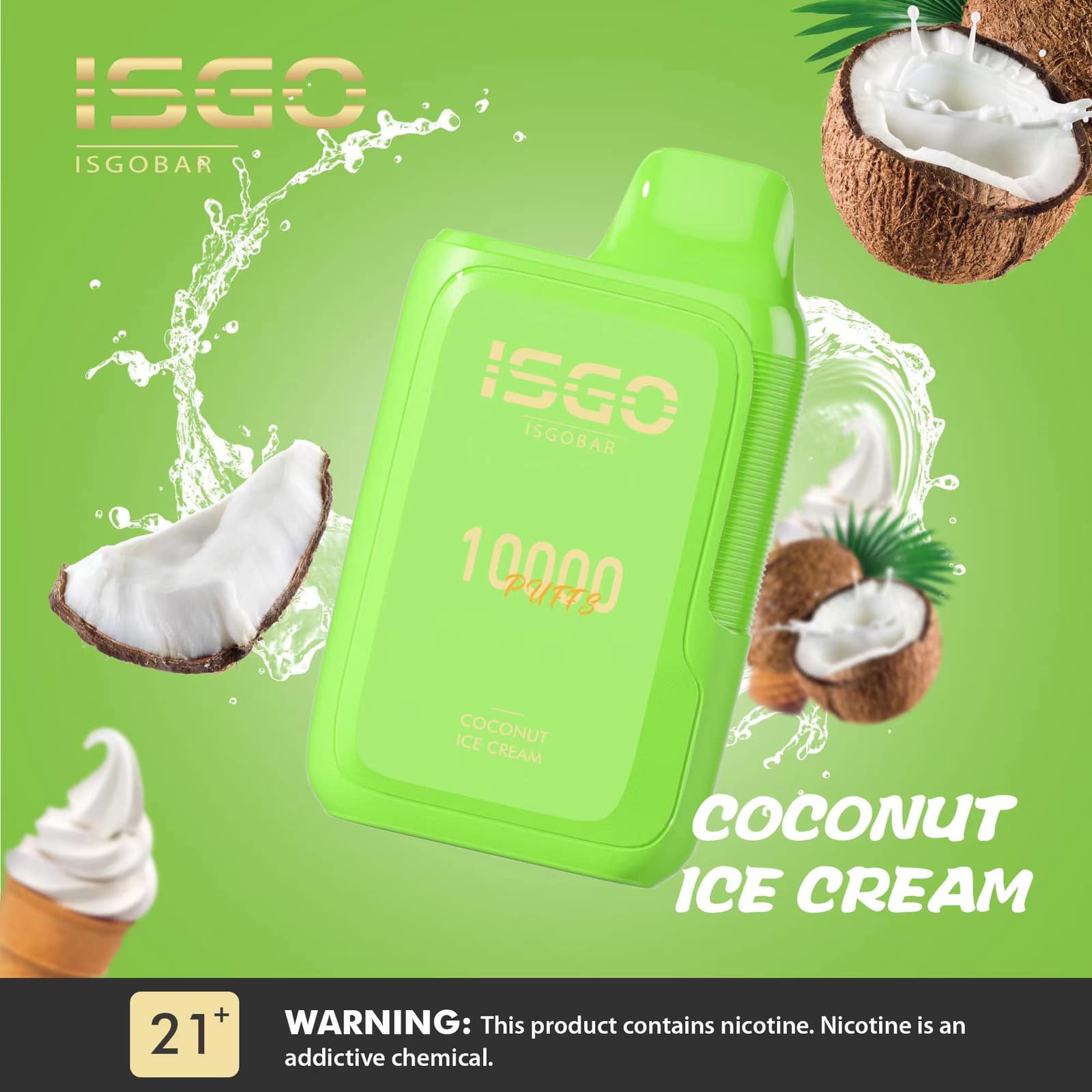 Coconut Ice Cream By ISGO Bar Disposable Pod 10000 Puffs