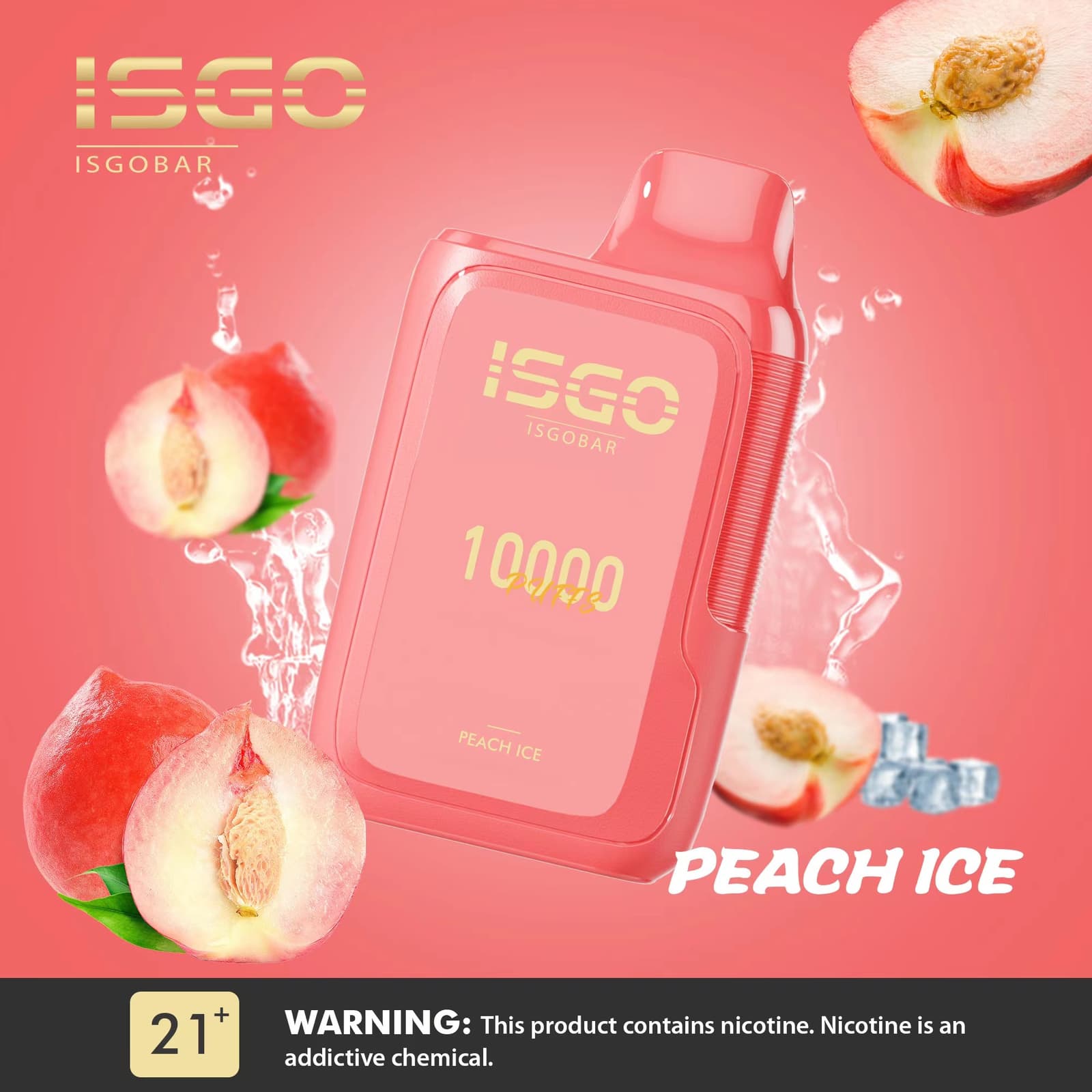Peach Ice By ISGO Bar Disposable Pod 10000 Puffs