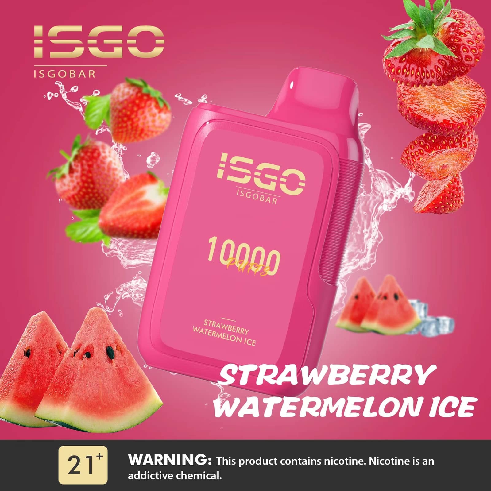 Strawberry Watermelon Ice By ISGO Bar Disposable Pod 10000 Puffs
