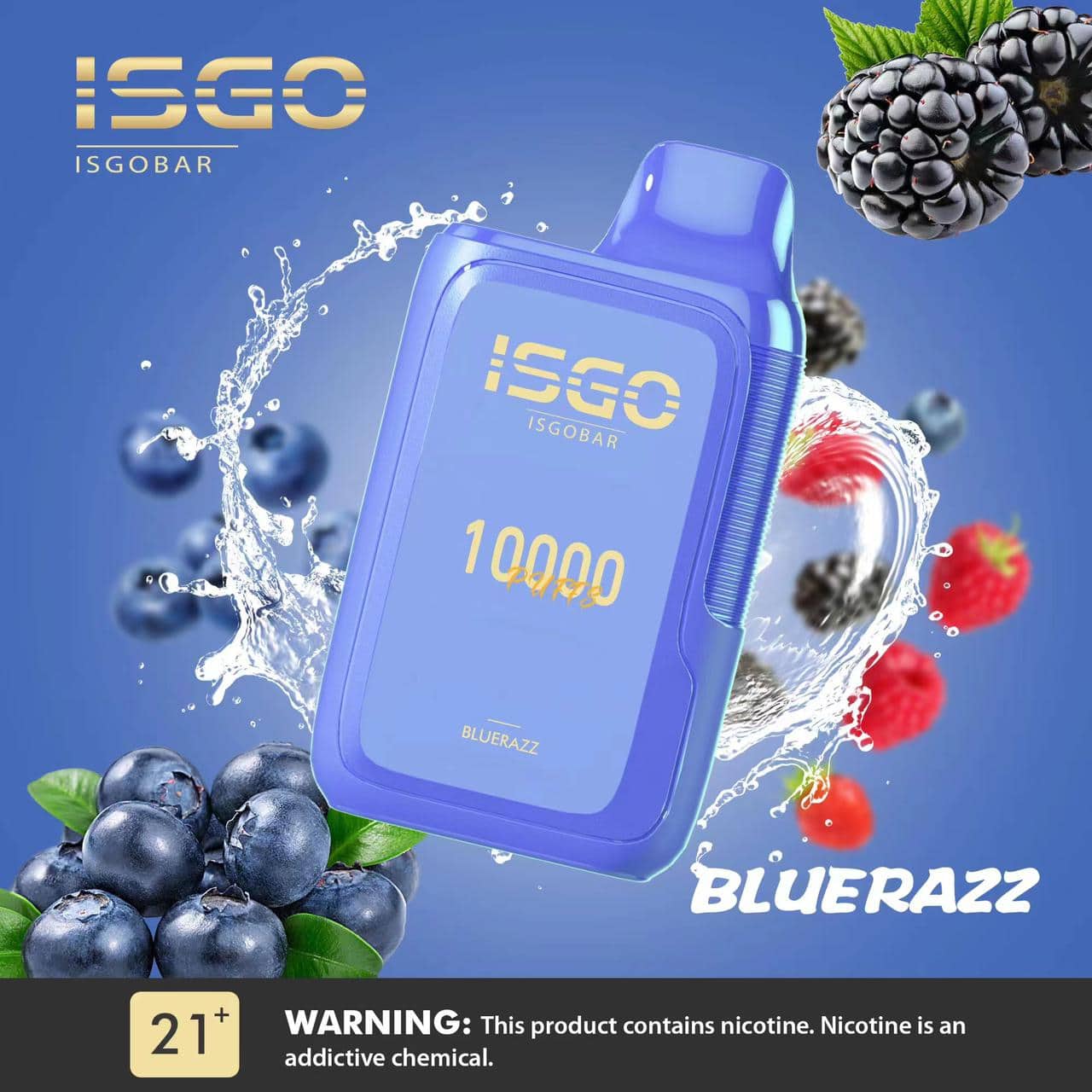 Blue Razz By ISGO Bar Disposable Pod 10000 Puffs