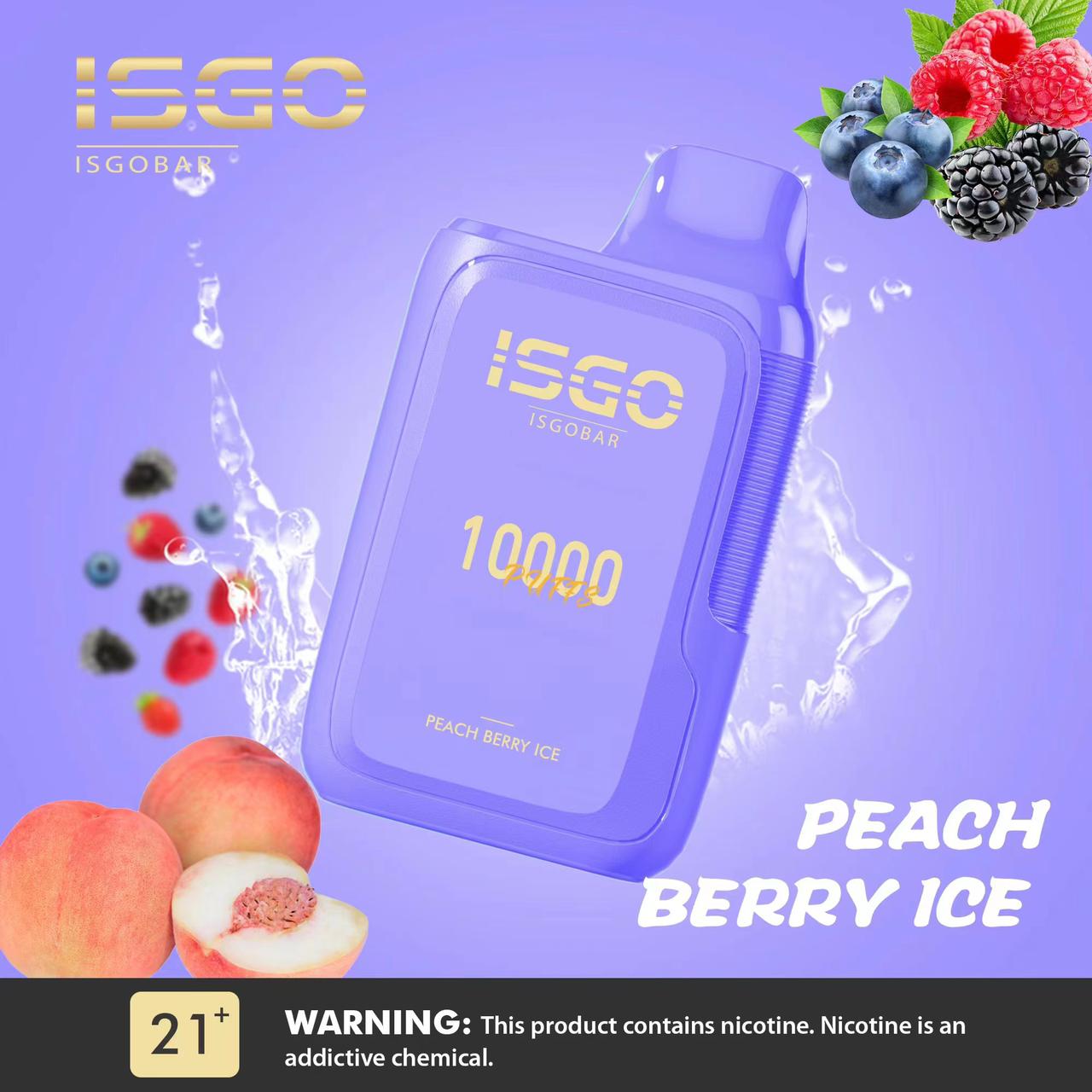 Peach Berry Ice By ISGO Bar Disposable Pod 10000 Puffs