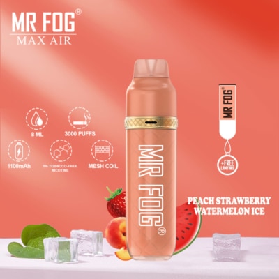 Peach Strawberry Watermelon Ice By MR FOG MAX AIR 3000 Puffs Disposable Pod