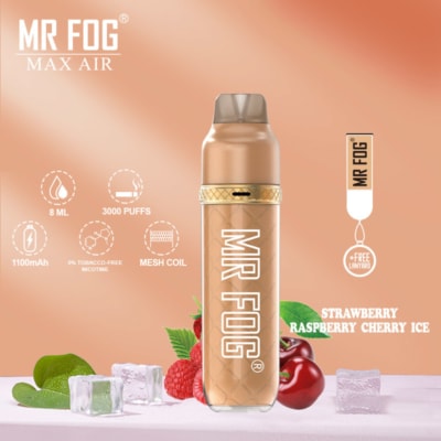 Strawberry Raspberry Cherry Ice By MR FOG MAX AIR 3000 Puffs Disposable Pod