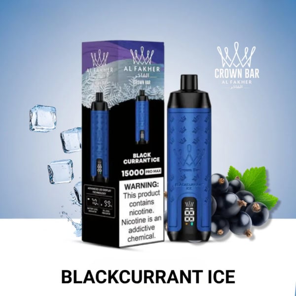 Blackcurrant Ice By Al Fakher Crown Bar Pro Max 15K Puffs Disposable Pod