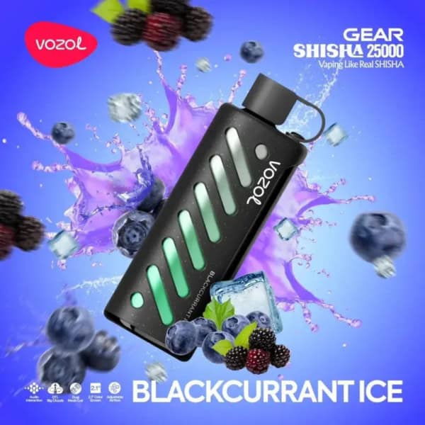 Blackcurrant Ice By VOZOL GEAR SHISHA 25K Puffs Disposable Pod
