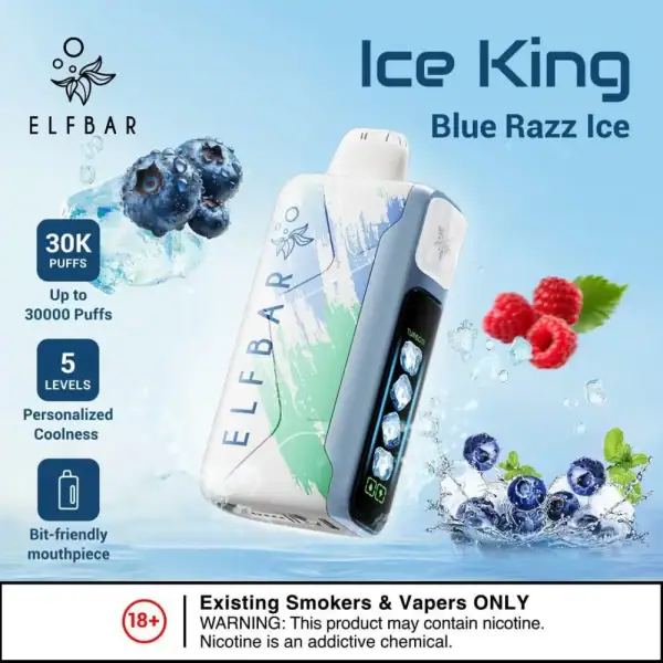 Blue Razz Ice By ELFBAR Ice King 30000 Puffs Disposable pod