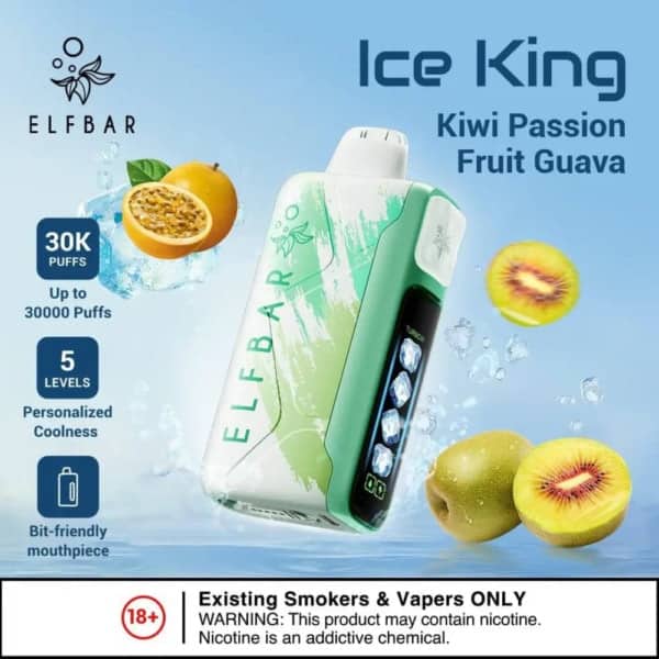 Kiwi Passion Fruit Guava By ELFBAR Ice King 30000 Puffs Disposable pod