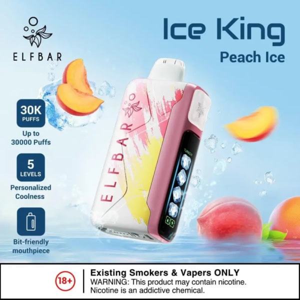 Peach Ice By ELFBAR Ice King 30000 Puffs Disposable pod