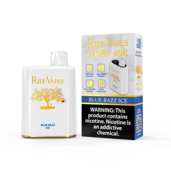 Blue Razz Ice By Ripe Vapes IVORY 40K Puffs Disposable Pod