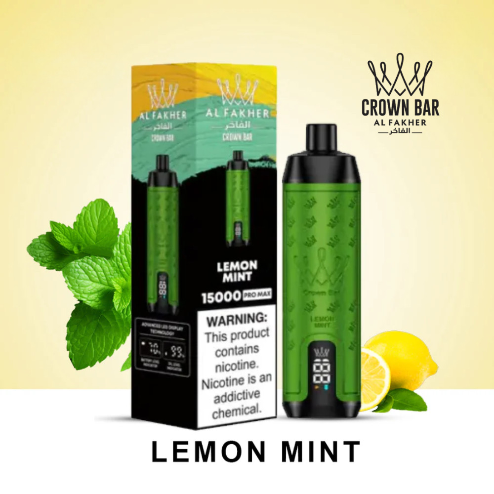 Lemon Mint By Al Fakher Crown Bar Pro Max 15K Puffs Disposable Pod