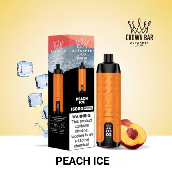 Peach Ice By Al Fakher Crown Bar Pro Max 15K Puffs Disposable Pod