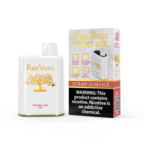 Straw Lush Ice By Ripe Vapes IVORY 40K Puffs Disposable Pod