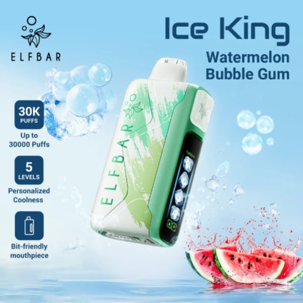 Watermelon Bubble Gum By ELFBAR Ice King 30000 Puffs Disposable pod