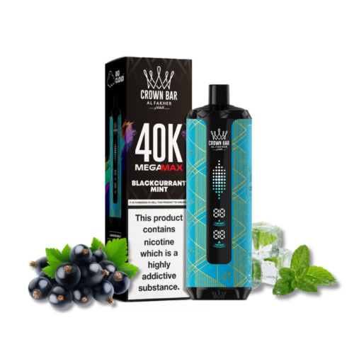 Blackcurrant Mint By Al Fakher Crown Bar Mega Max 40K Puffs Disposable