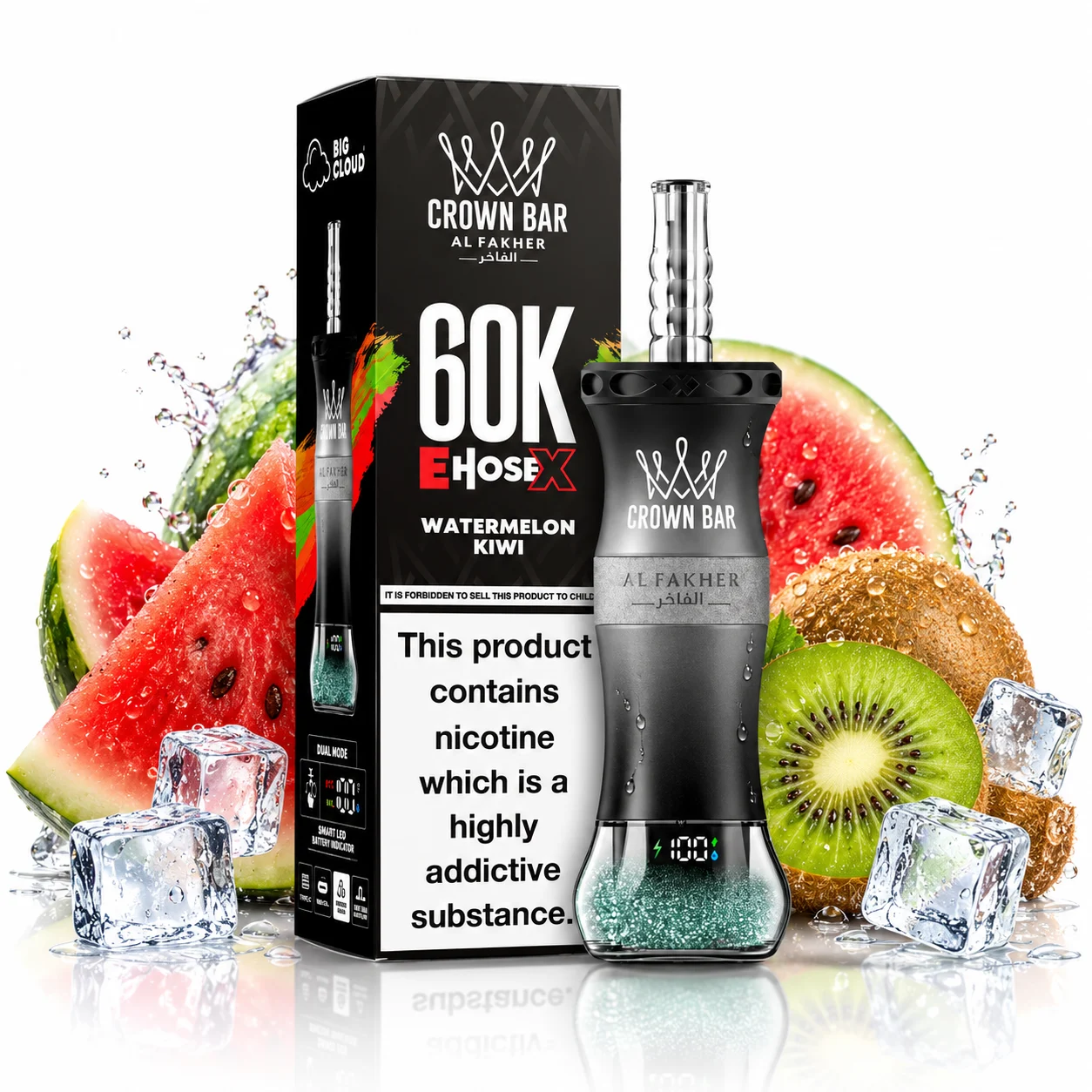 Watermelon Kiwi By AL Fakher Crown Bar EHOSE X 60K Puffs Disposable