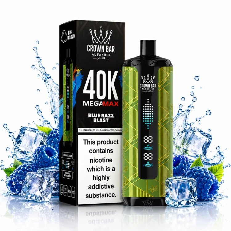 Blue Razz Blast By Al Fakher Crown Bar Mega Max 40K Puffs Disposable