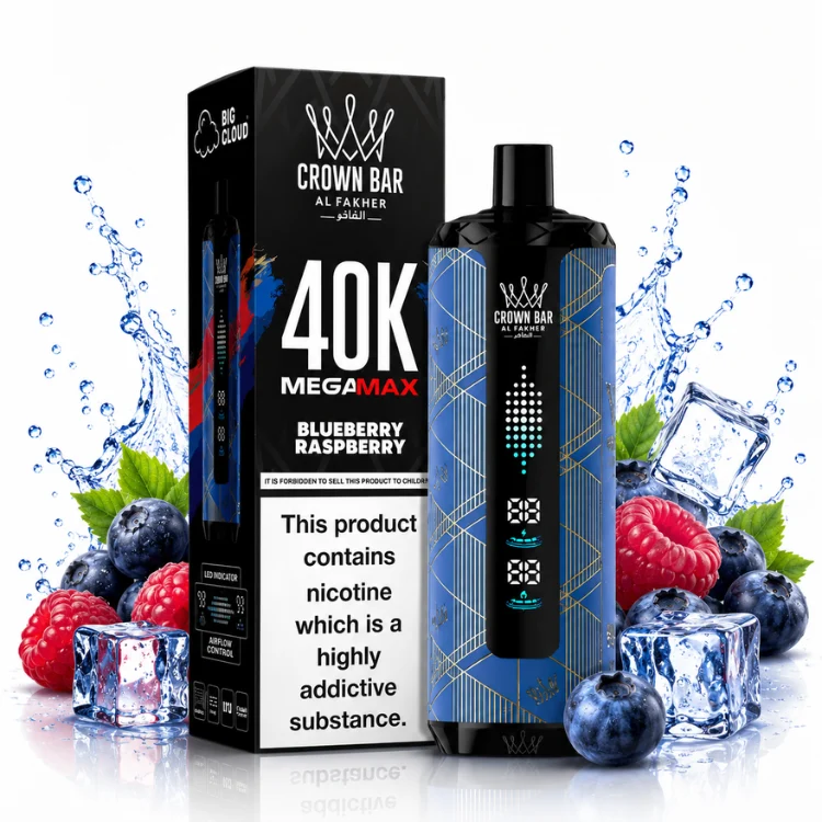 Blueberry Raspberry By Al Fakher Crown Bar Mega Max 40K Puffs Disposable