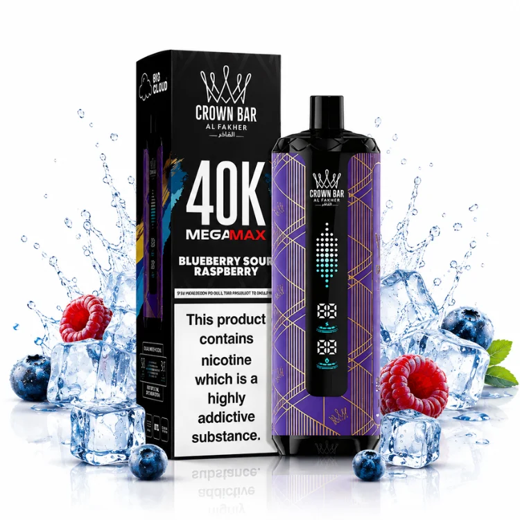 Blueberry Sour Raspberry By Al Fakher Crown Bar Mega Max 40K Puffs Disposable